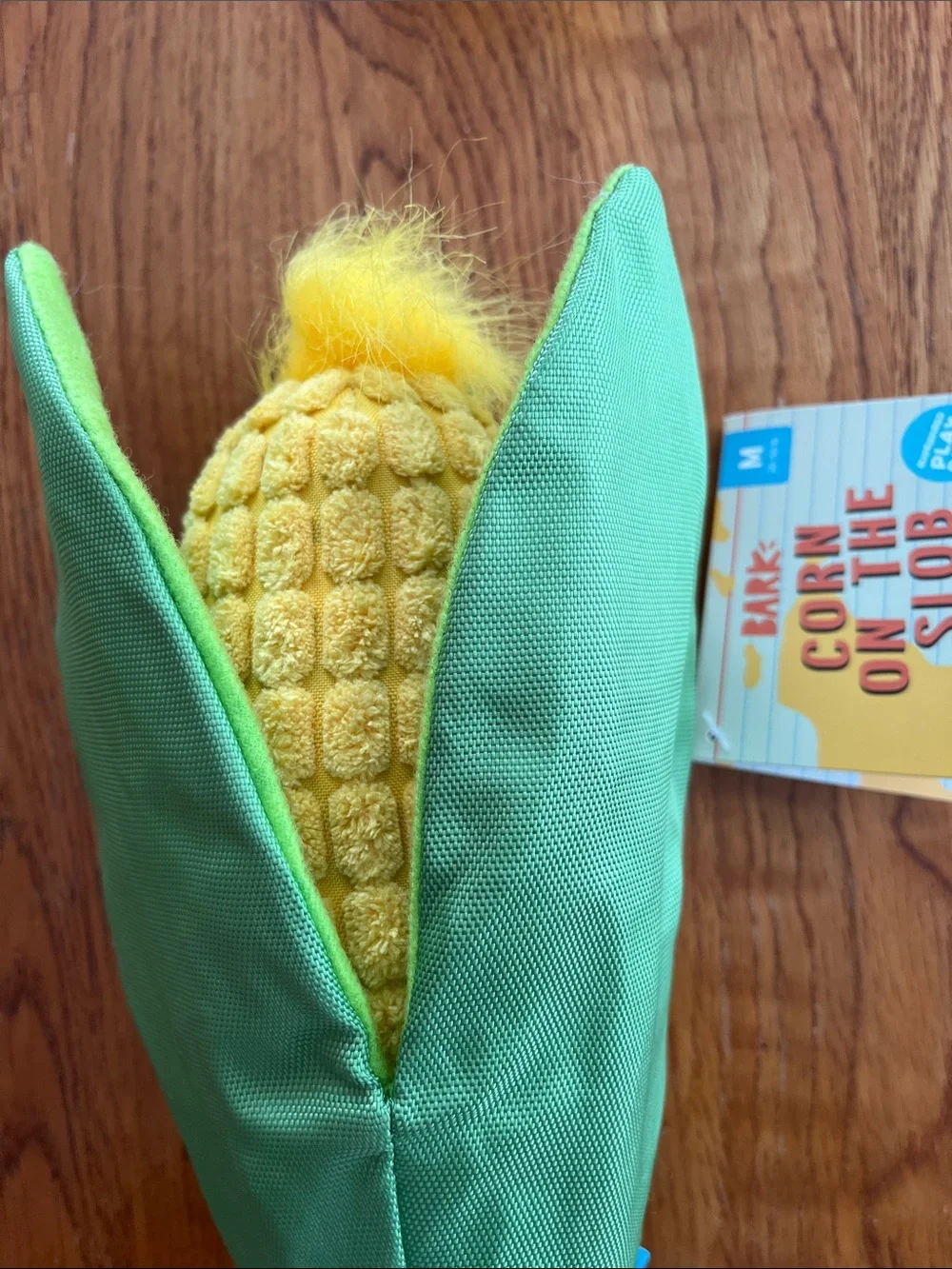 NWT Bark Plush Corn Dog Toy in Yellow and Green